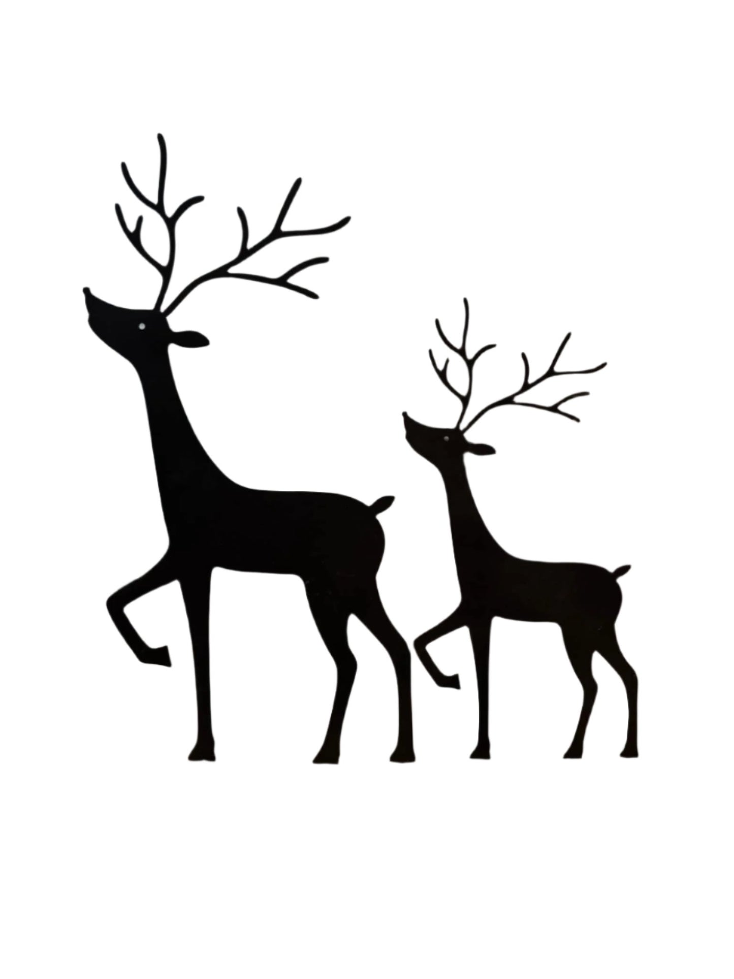 BLACK METAL REINDEER ON WOOD BASE