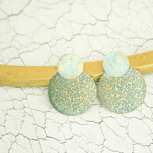 AQUA MEDALLION EARRINGS