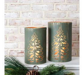 GREEN TIN TREE LANTERNS