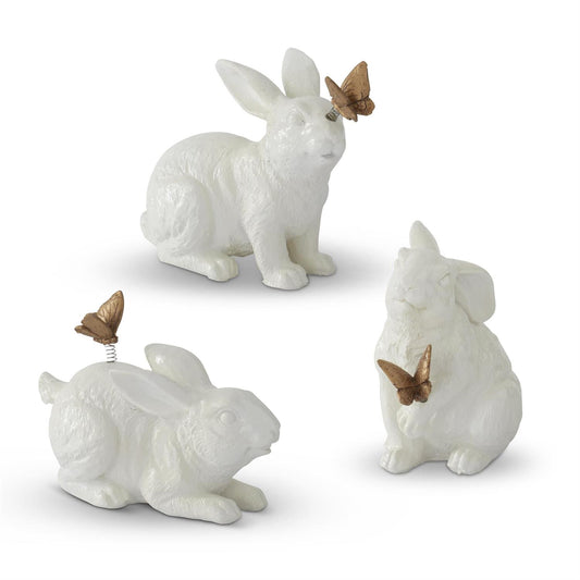 WHITE RABBIT WITH GOLD BUTTERFLY