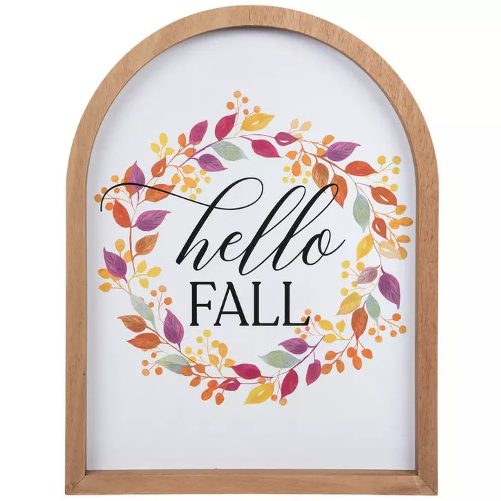 HELLO FALL ARCHED WOOD SIGN