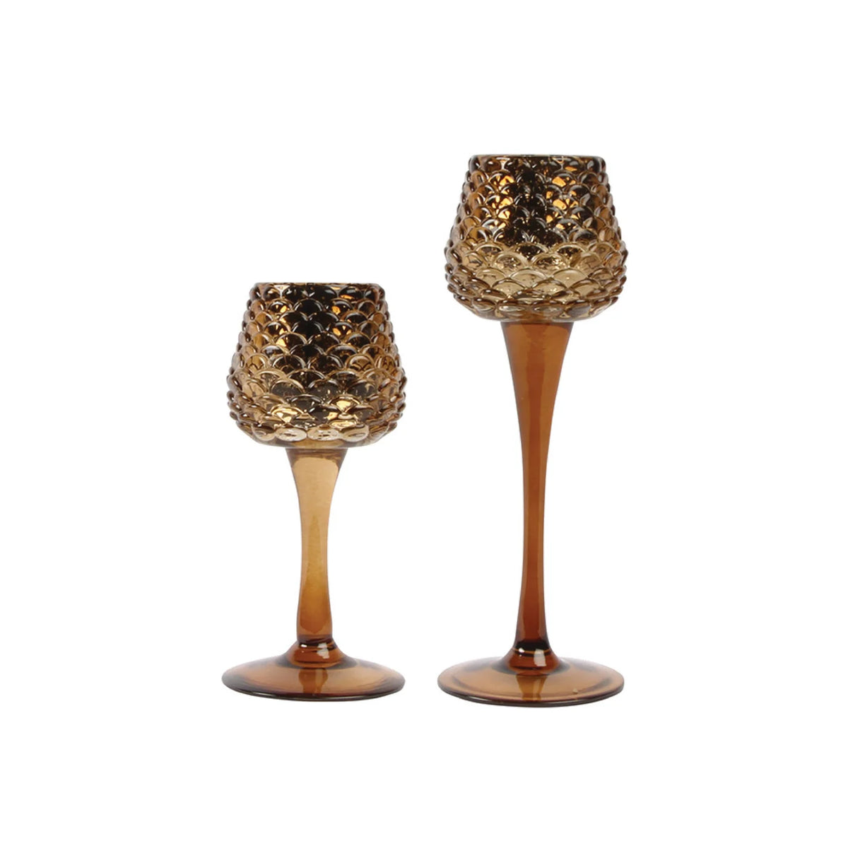 PINECONE MERCURY GLASS CANDLE HOLDERS