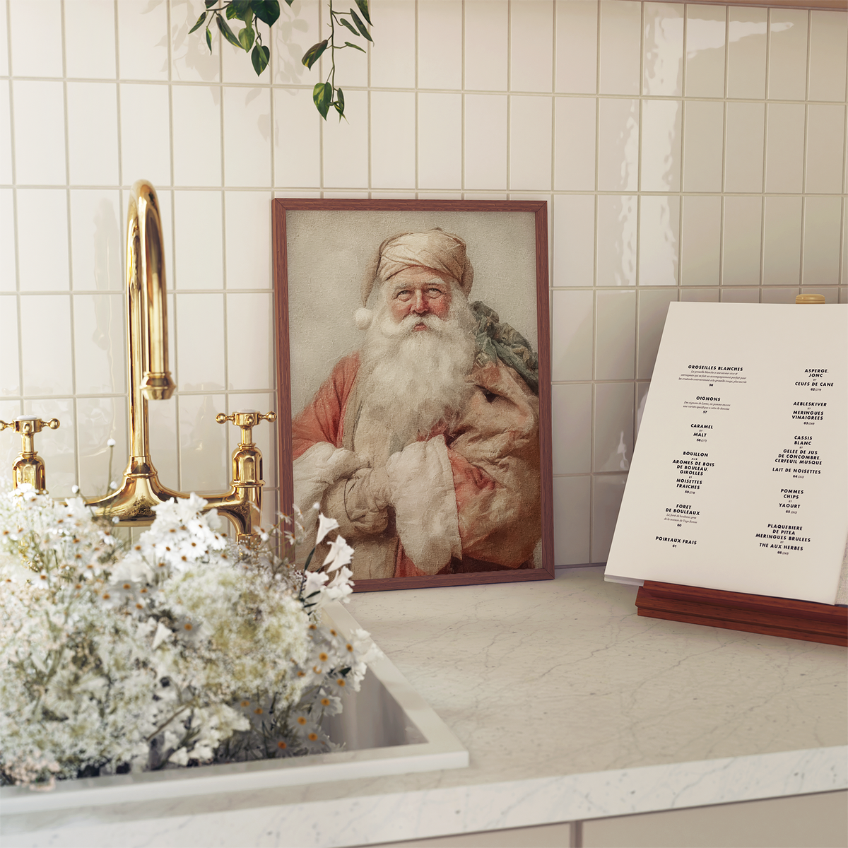 VINTAGE SANTA ART PRINT