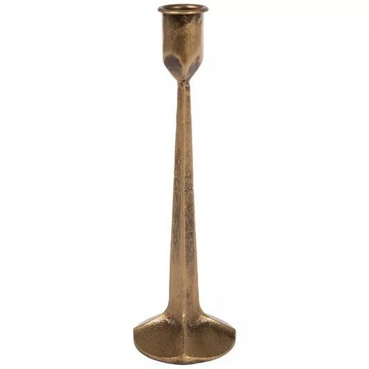 GOLD METAL TAPER CANDLE HOLDER