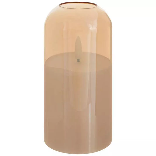 AMBER GLASS LED PILLAR CANDLE