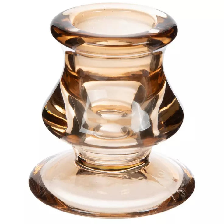 CURVED GLASS TAPER CANDLE HOLDER
