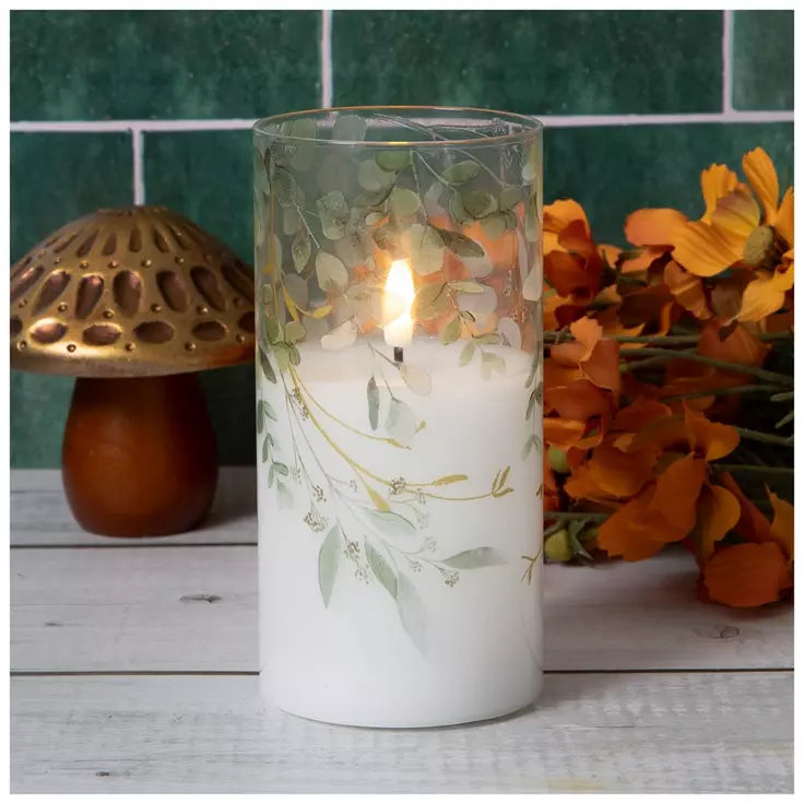 EUCALYPTUS LEAVES LED PILLAR CANDLE