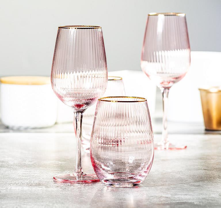 OPTIC WINE GLASS W/ GOLD RIM