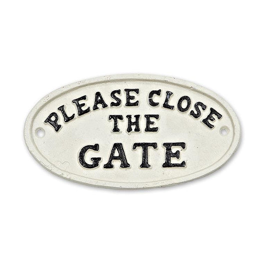 PLEASE CLOSE THE GATE CAST IRON SIGN