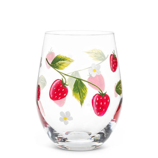 STRAWBERRY HAND PAINTED WINE GLASS