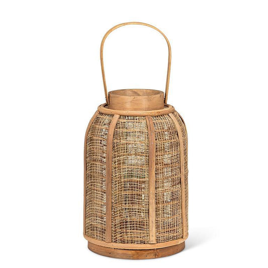 NATURAL WEAVE LANTERN W/ HANDLE