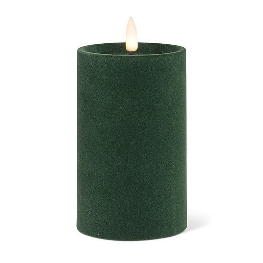 GREEN VELVET LED CANDLE 3X5"