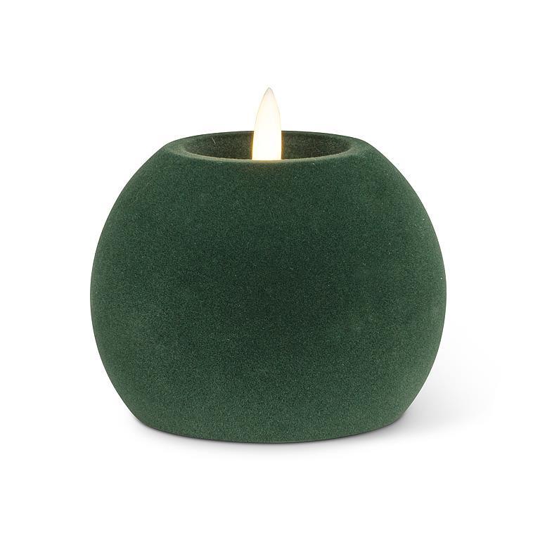 GREEN VELVET LED BALL CANDLE