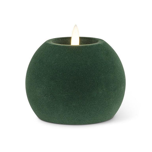 GREEN VELVET LED BALL CANDLE