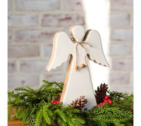 LARGE WOOD & ENAMEL ANGEL