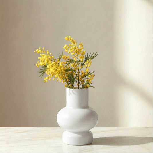 WHITE CYLINDER CERAMIC VASE