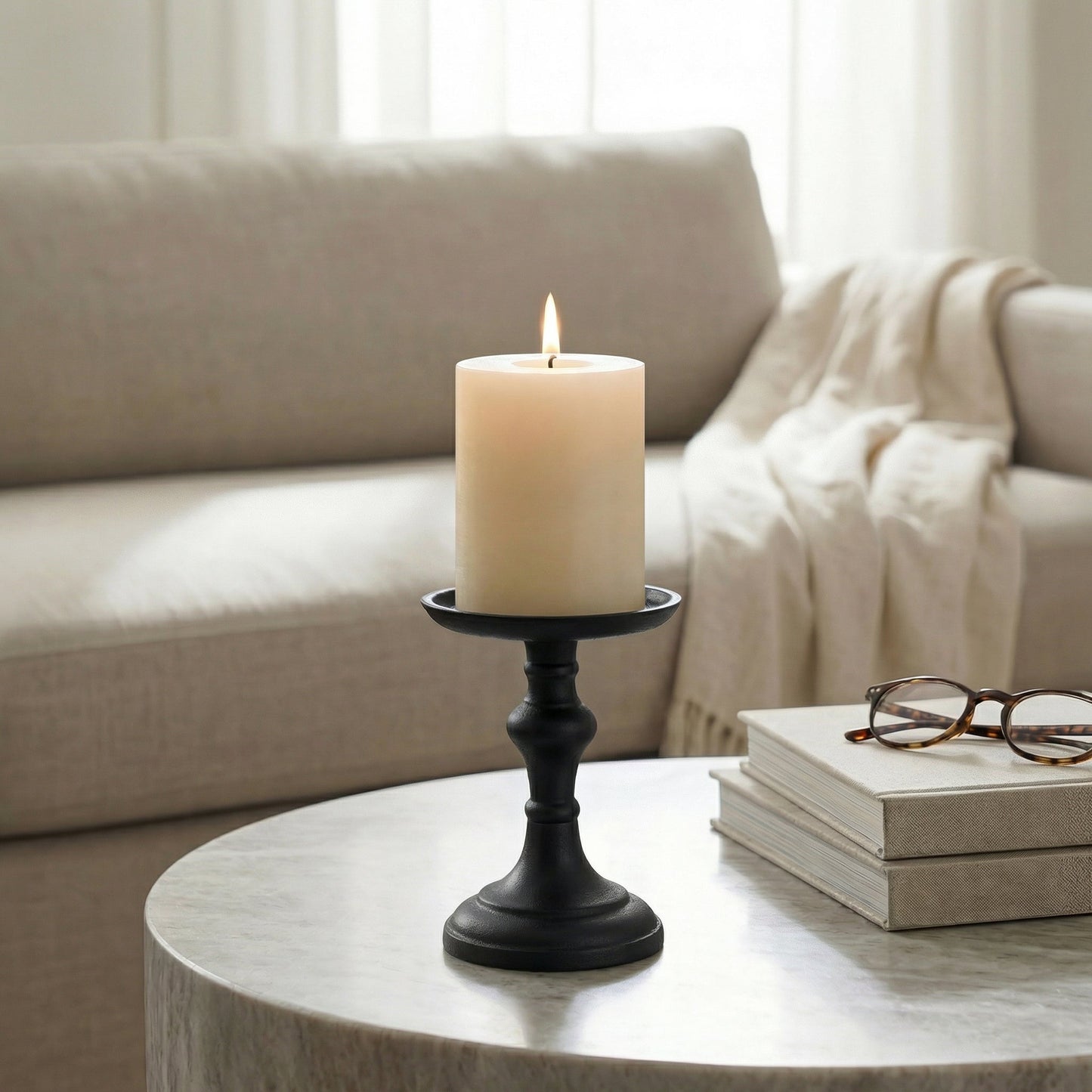 BLACK ANTIQUE CANDLE HOLDER