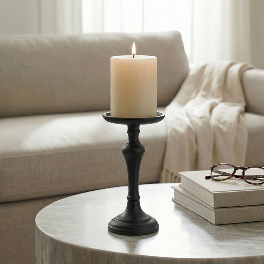 BLACK ANTIQUE CANDLE HOLDER