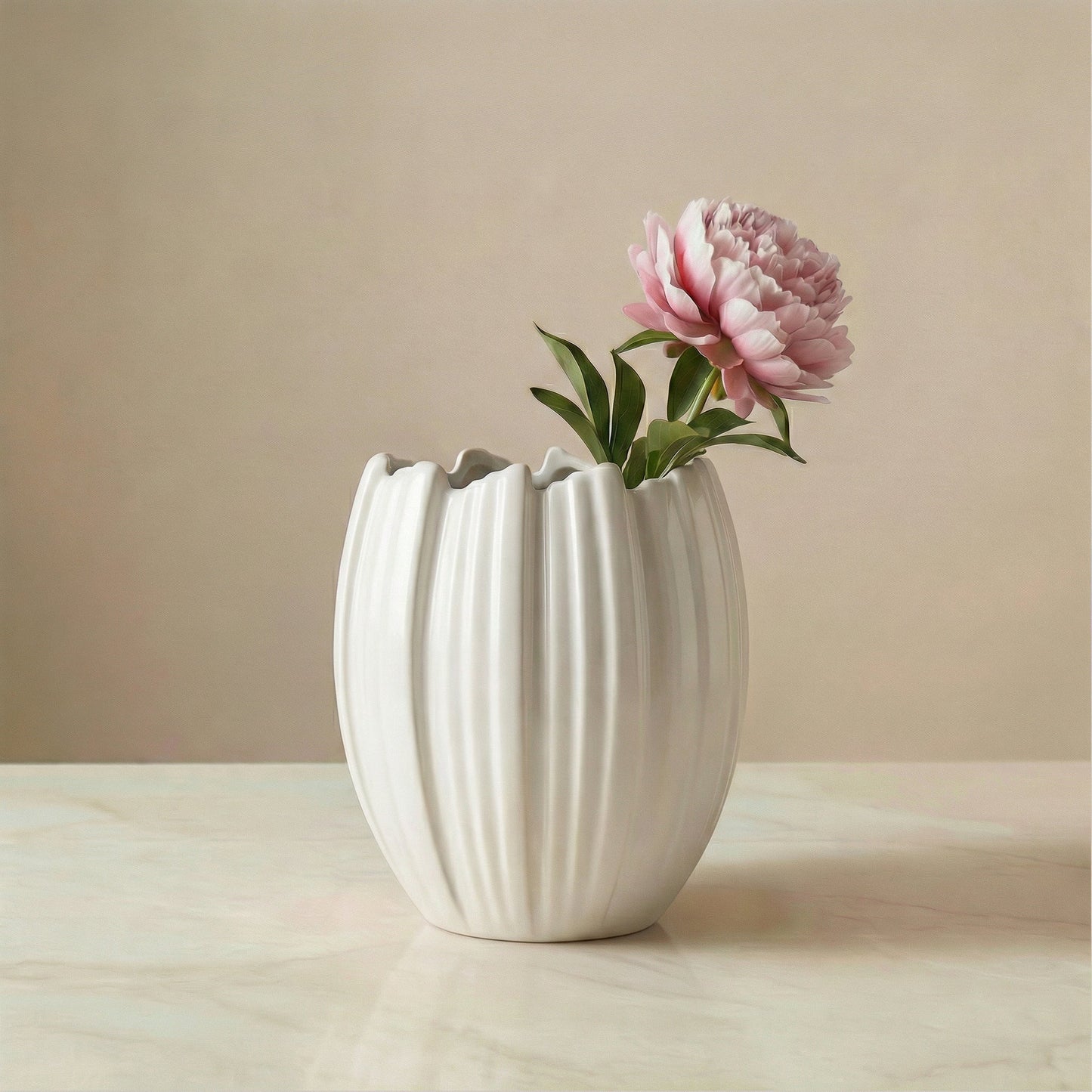 WHITE CROCUS CERAMIC VASE