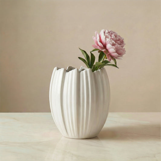 WHITE CROCUS CERAMIC VASE