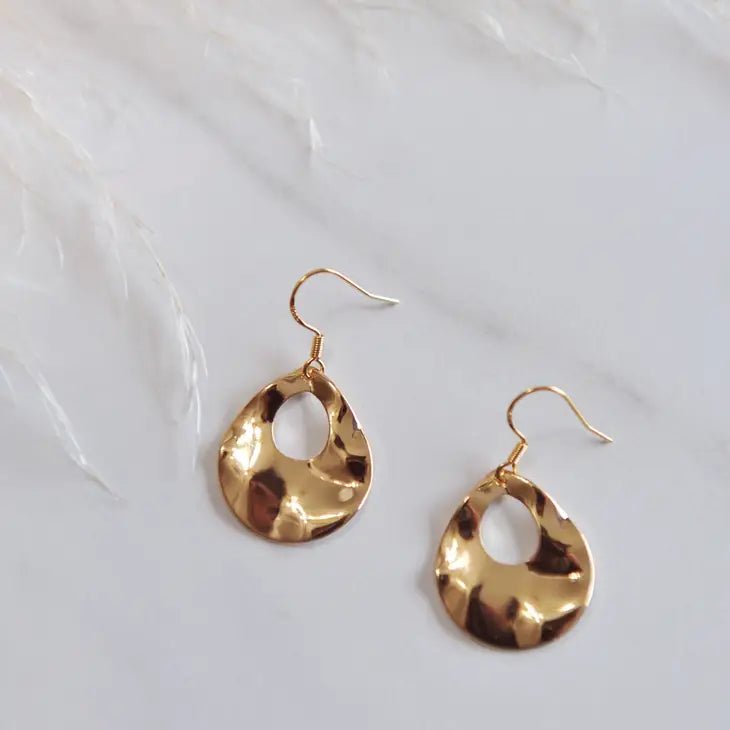 GOLD BRASS TEXTURED EARRINGS