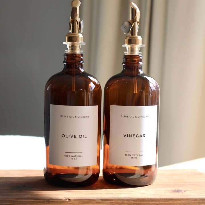 AMBER REFILLABLE BOTTLES - OLIVE OIL & VINEGAR