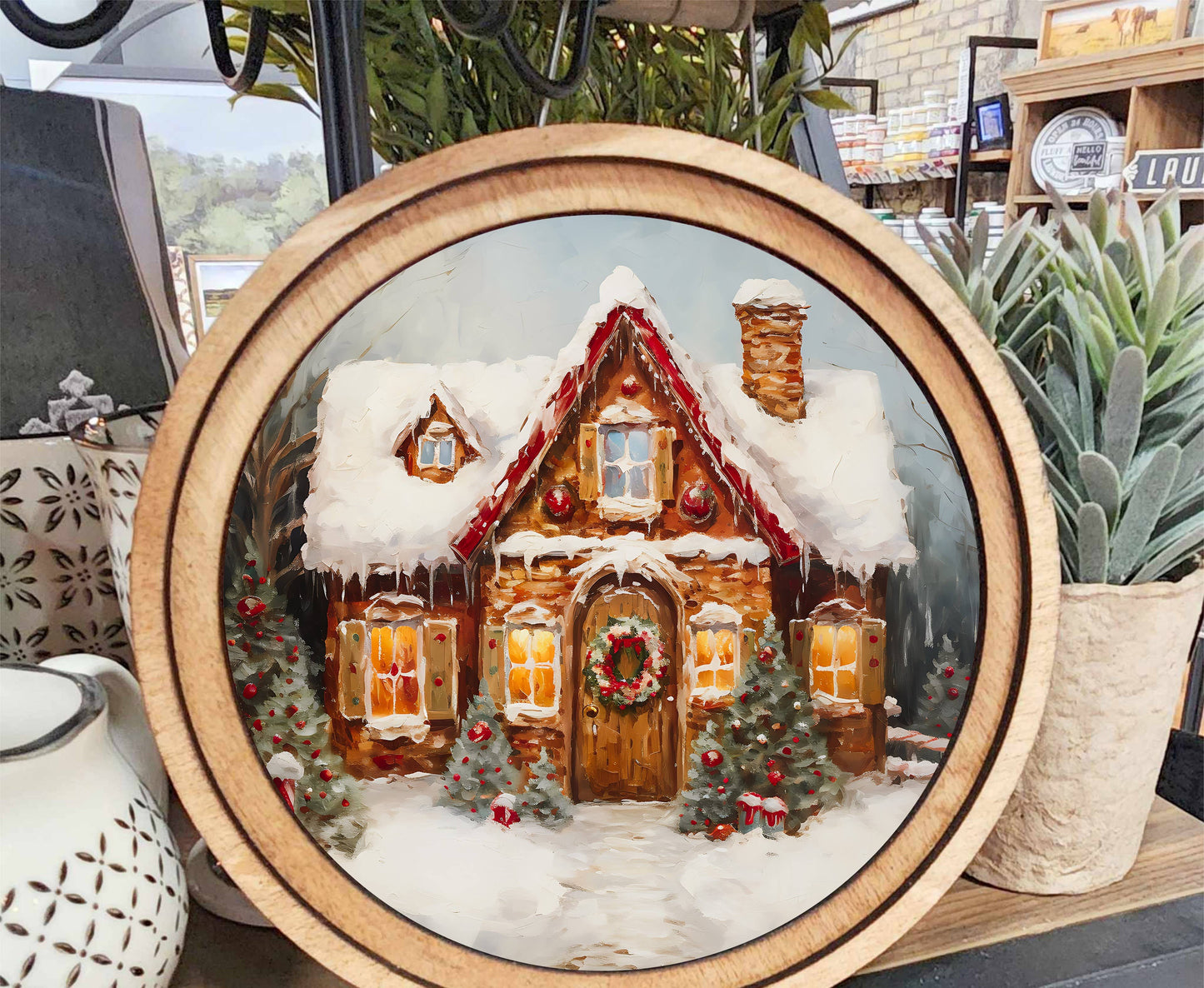 8" GINGERBREAD HOUSE CANVAS ART