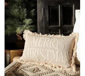 BEIGE MERRY CHRISTMAS PILLOW