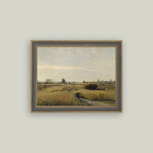HARVEST LANDSCAPE FRAMED ANTIQUE ART