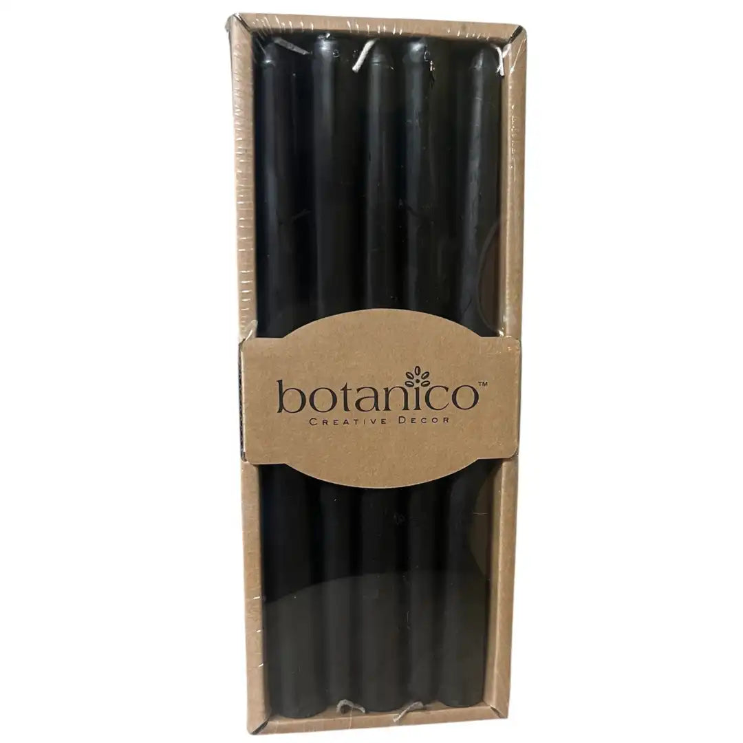 BLACK TAPER CANDLES 10"