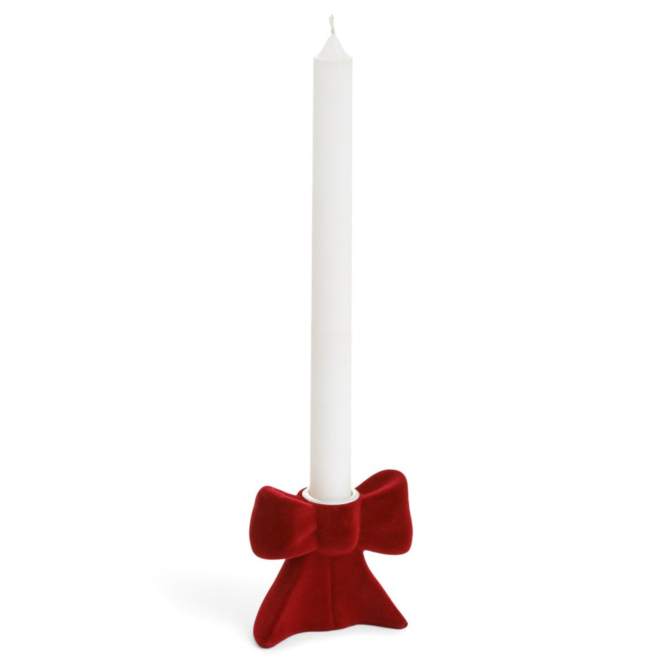 RED VELVET BOW TAPER HOLDER
