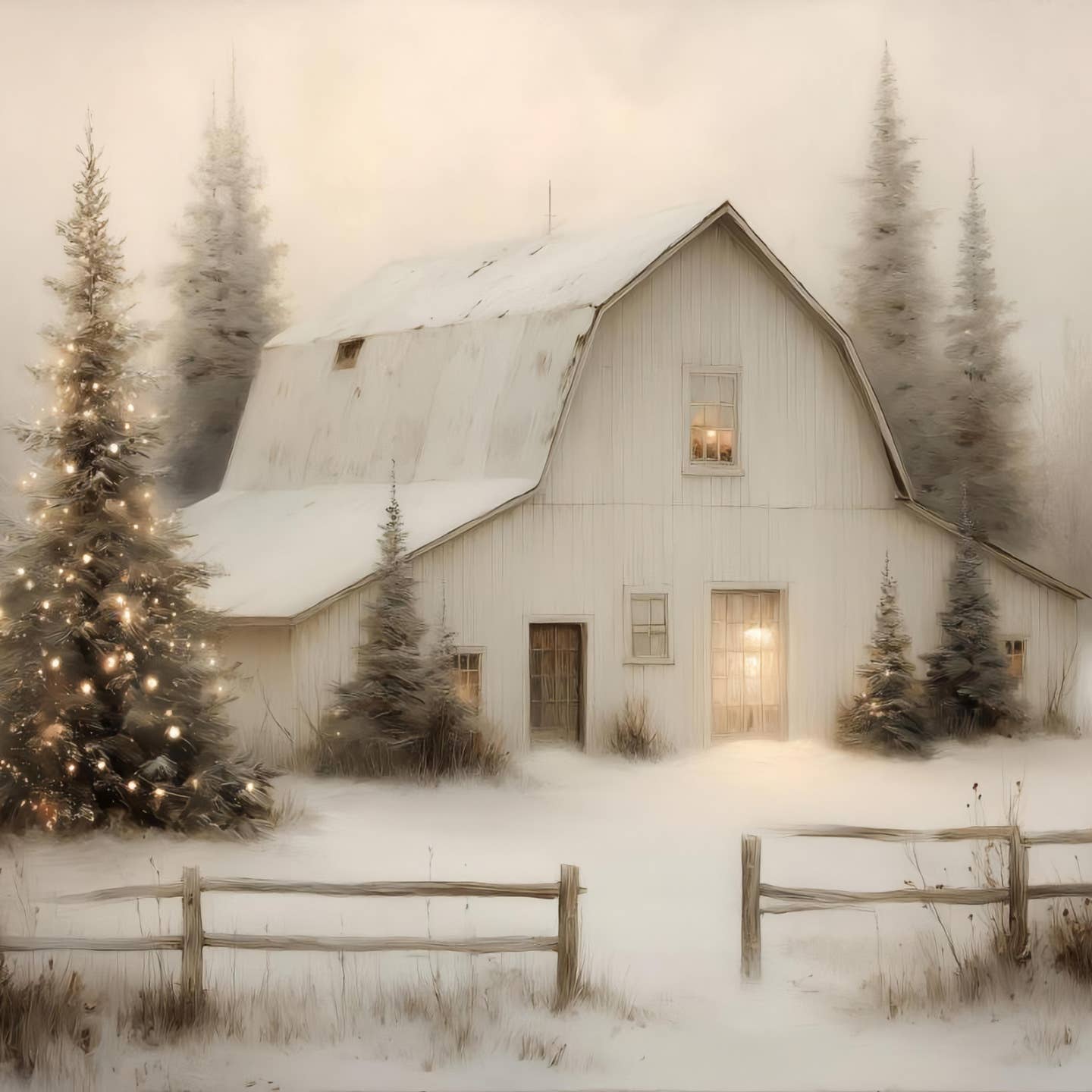 WHITE RUSTIC BARN CANVAS PRINT