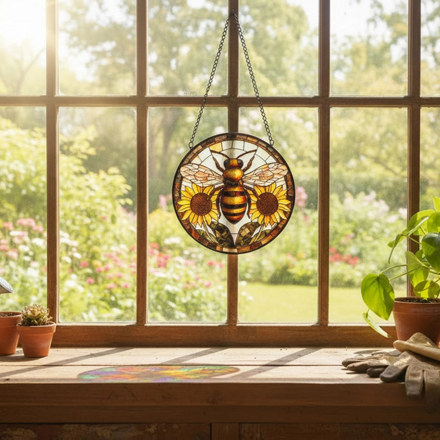 BEE STAINED GLASS SUNCATCHER