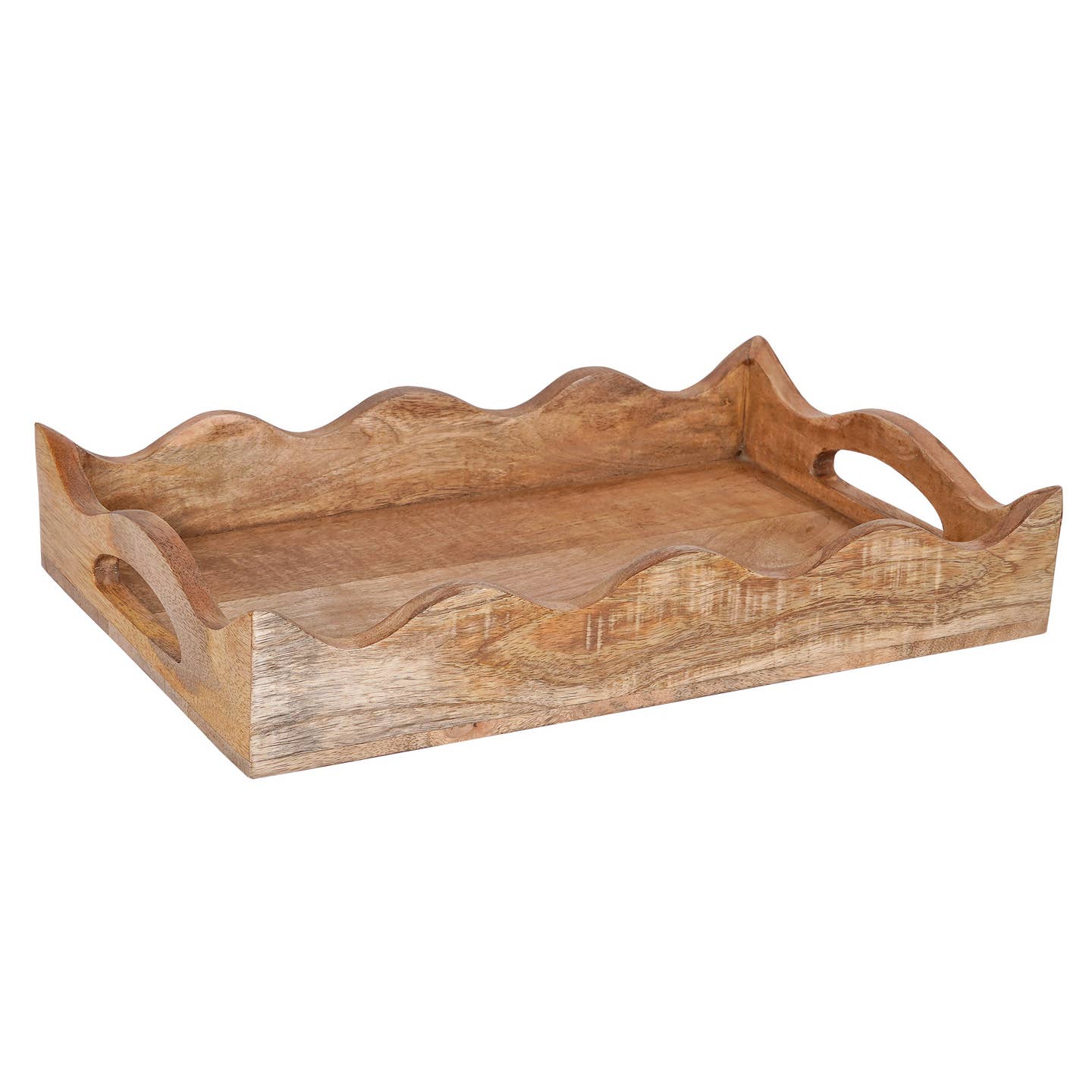 HANDCRAFTED SCALLOPED MANGO WOOD TRAY