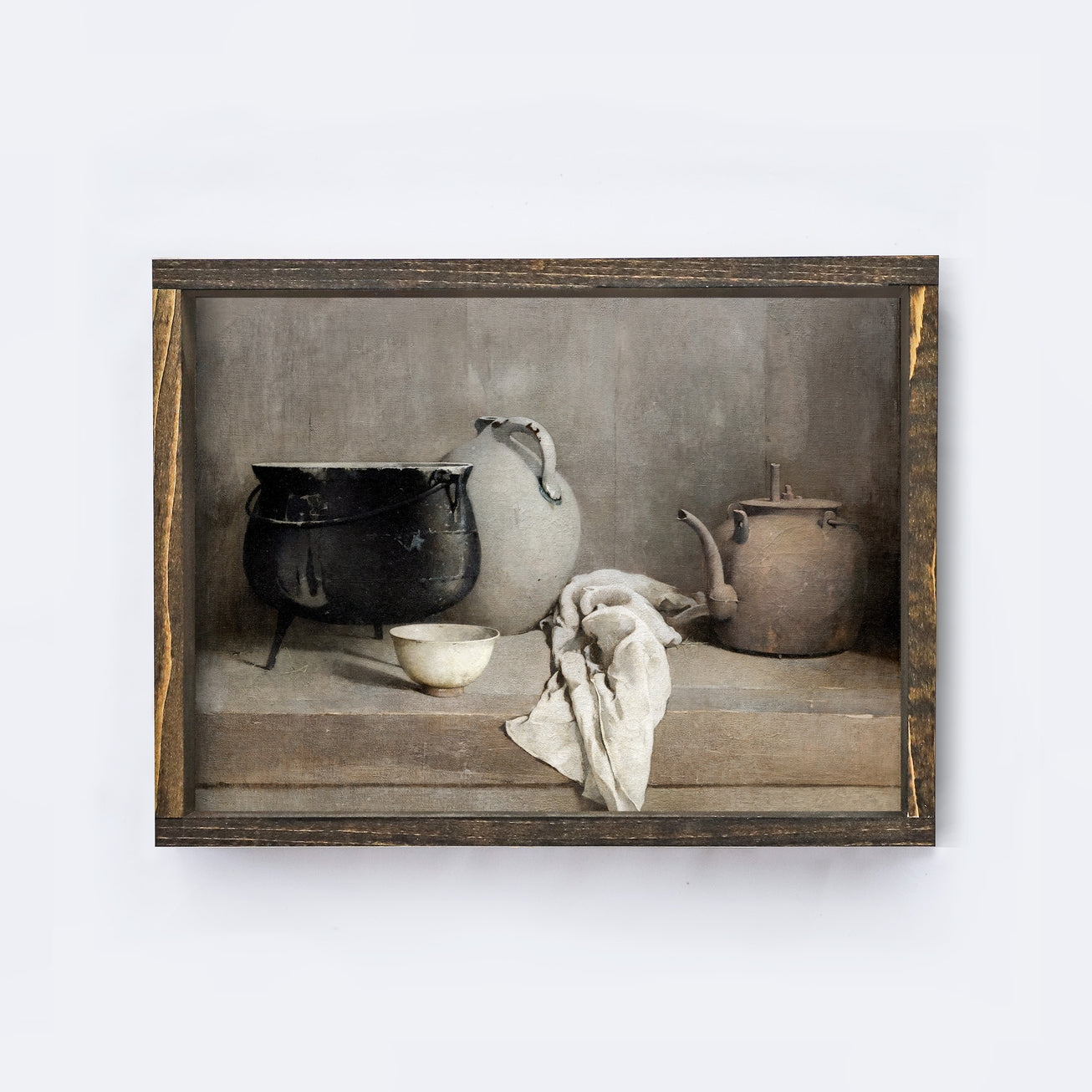 VINTAGE CLAY POTS WOOD FRAMED ART