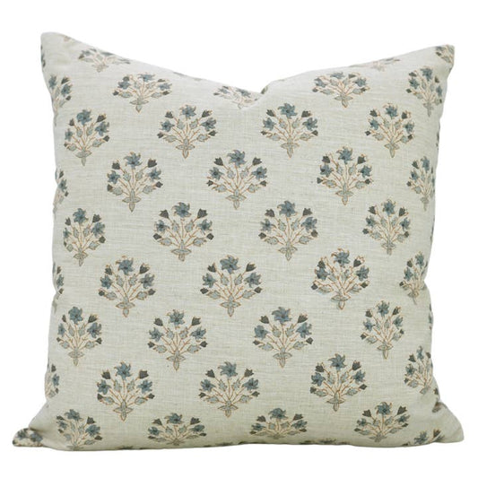 DIWALI FLOWER BLOCK PRINT LINEN PILLOW