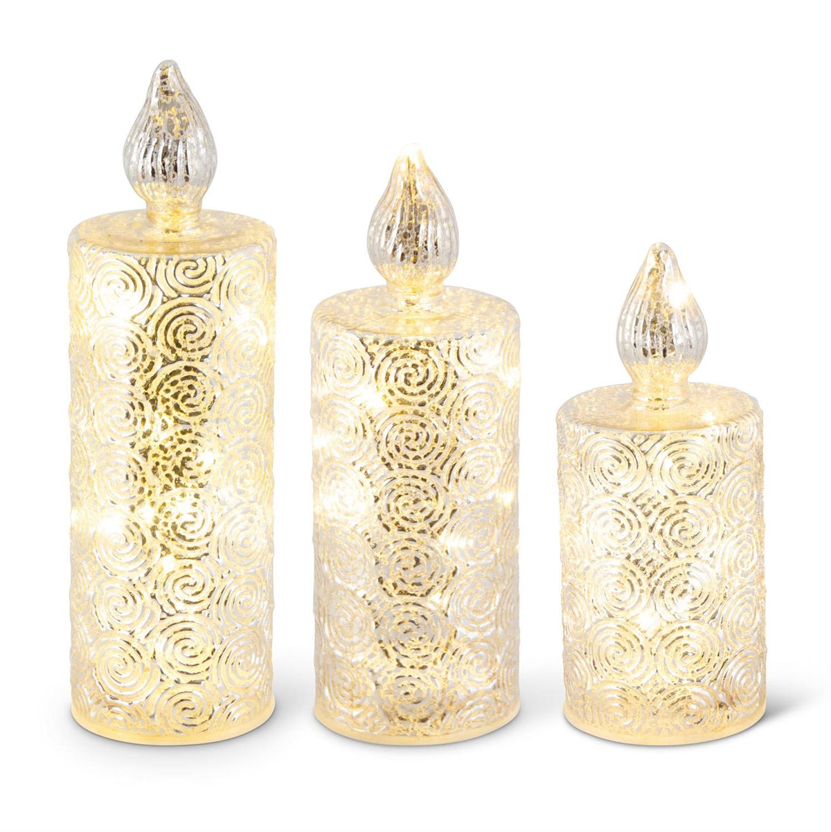 SILVERY MERCURY GLASS LED CANDLES