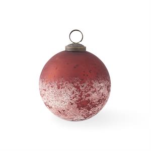 DARK RED & WHITE GLASS ORNAMENT