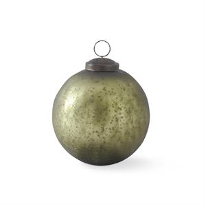 CRACKLED OLIVE GREEN MERCURY GLASS ORNAMENT