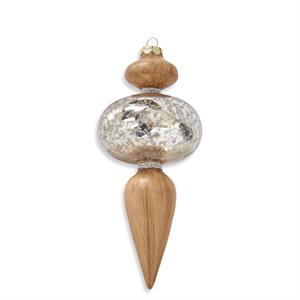 MERCURY GLASS AND WOOD ONION FINIAL