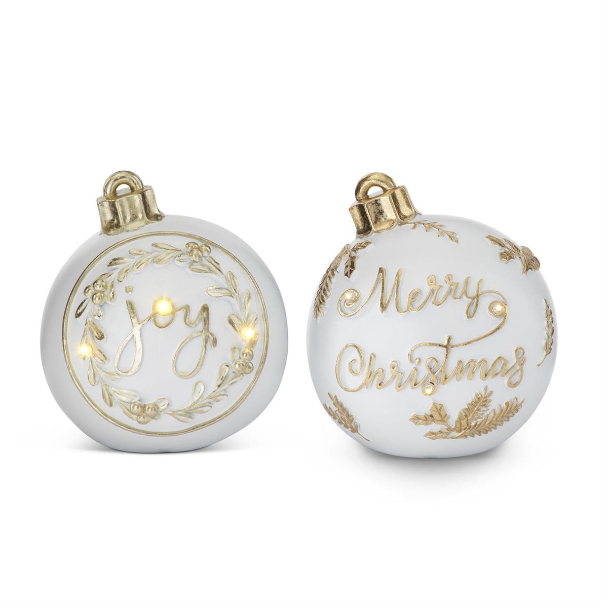 WHITE & GOLD LED TABLETOP ORNAMENTS