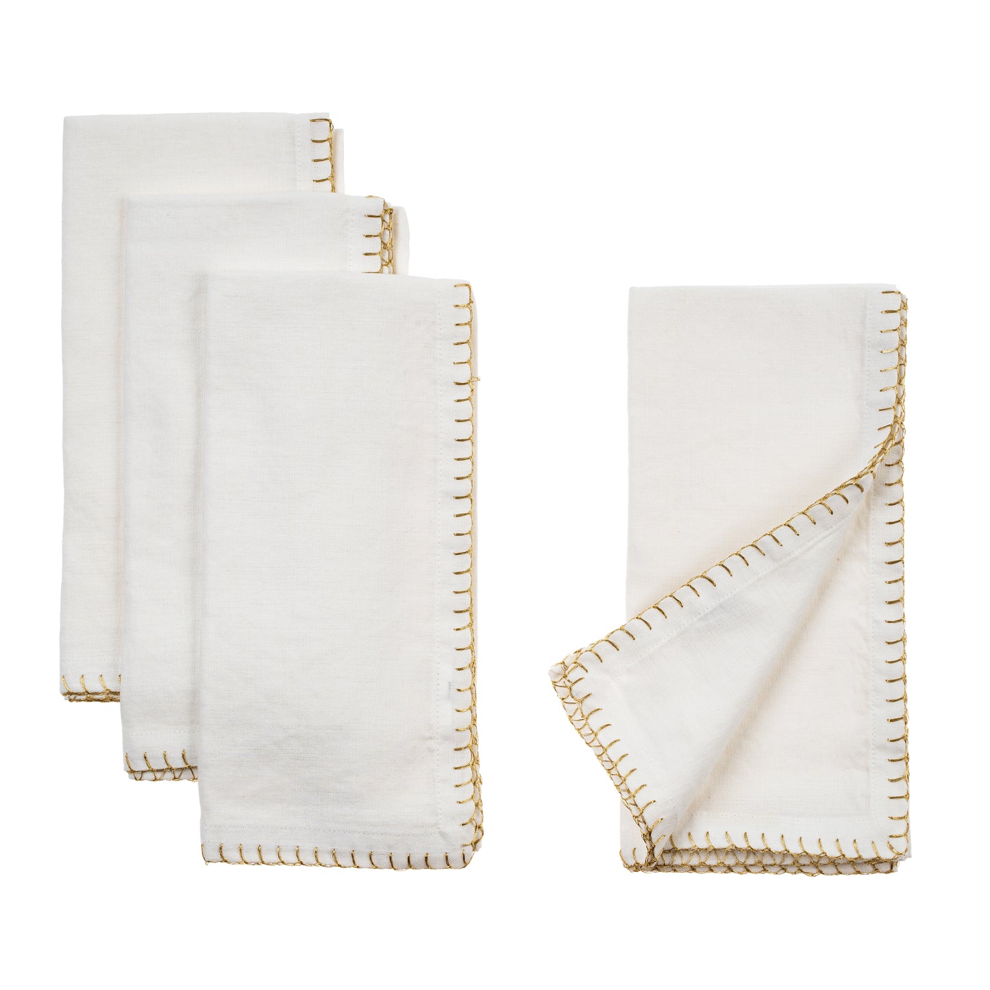 GOLD BLANKET STITCH NAPKINS S/4