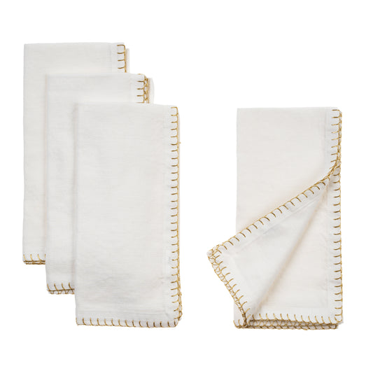 GOLD BLANKET STITCH NAPKINS S/4