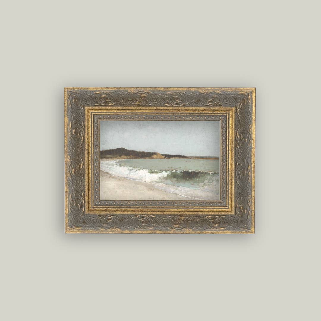 BEACH LANDSCAPE FRAMED ANTIQUE ART