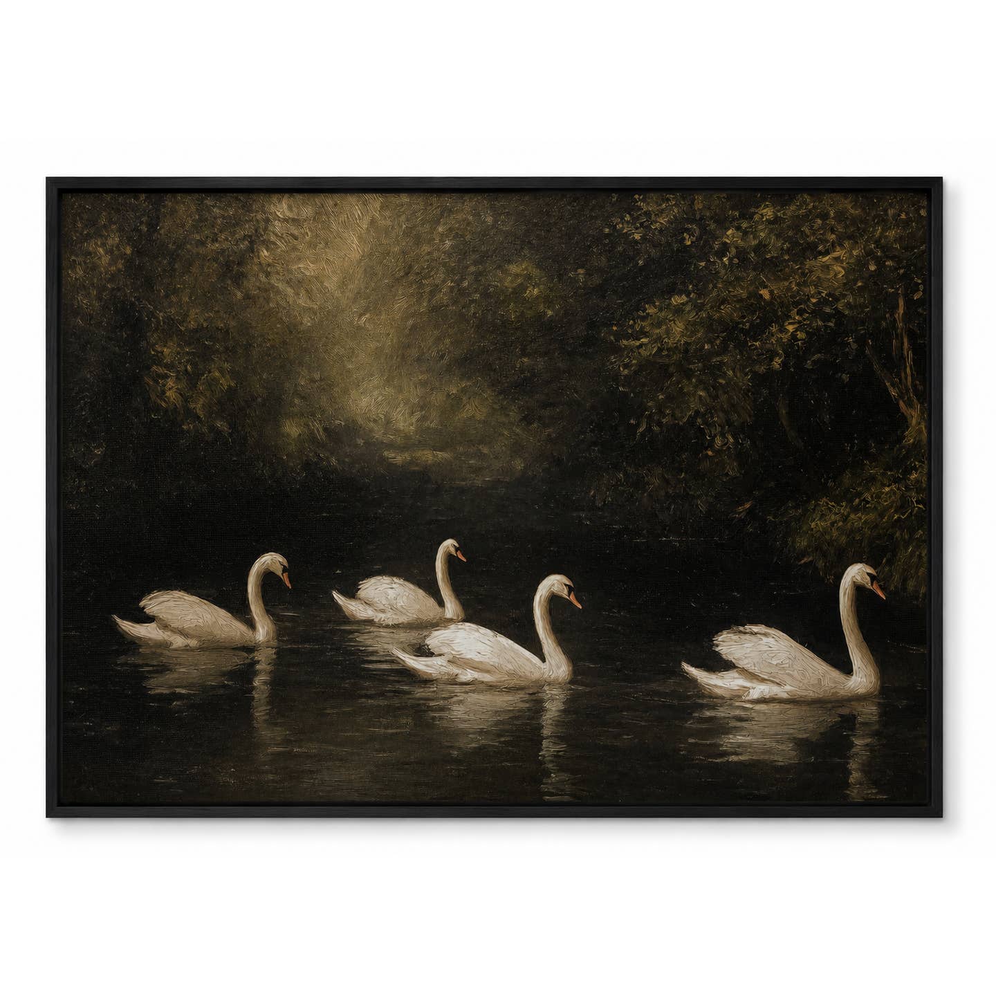 MOODY FALL SWANS CANVAS PRINT