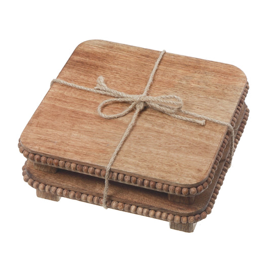MANGO WOOD BEADED SQUARE TRIVET