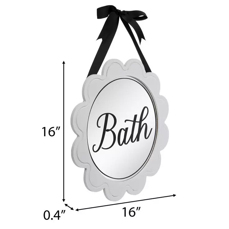 WHITE SCALLOPED BATH MIRROR