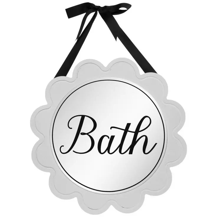 WHITE SCALLOPED BATH MIRROR