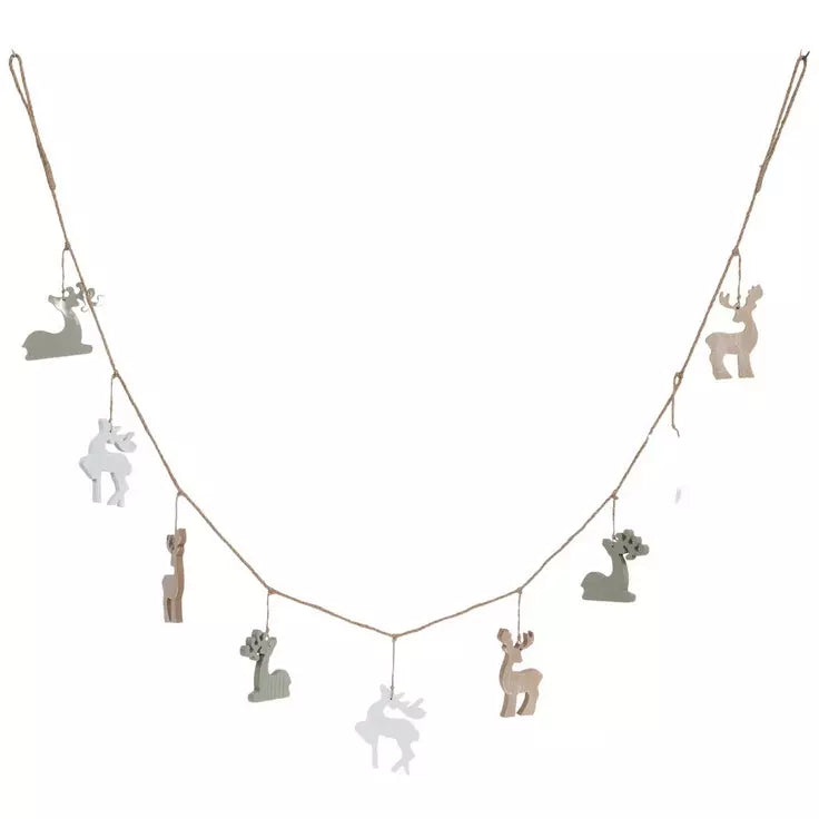 WOOD REINDEER GARLAND