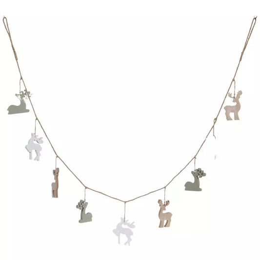 WOOD REINDEER GARLAND